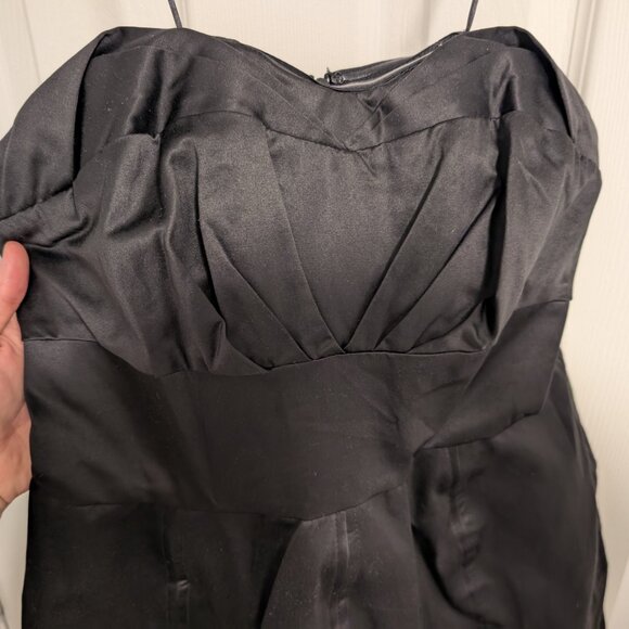 Black Satin Strapless Dress (Never Worn) - Picture 3 of 9